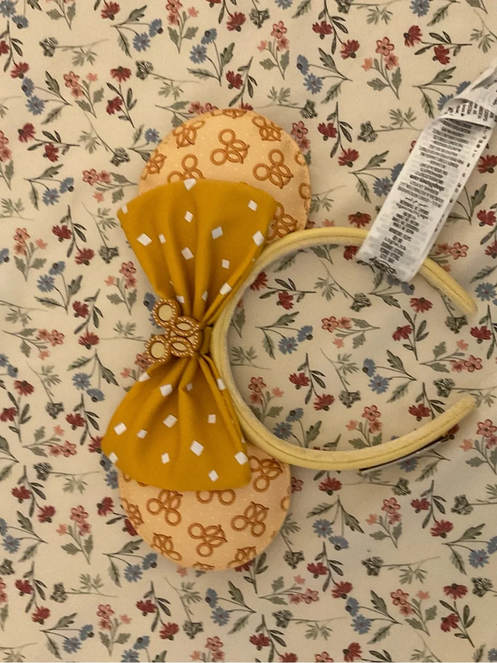 Disney Yellow & Peach Polka Bow Minnie Ear Headband